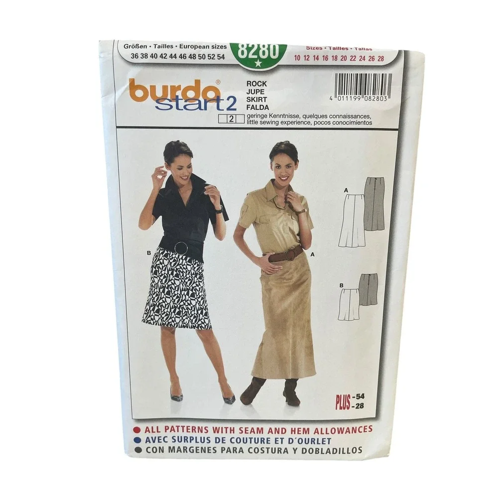 Burda 8280 Skirt Sewing Pattern Sizes 10-28 Plus Size Modern